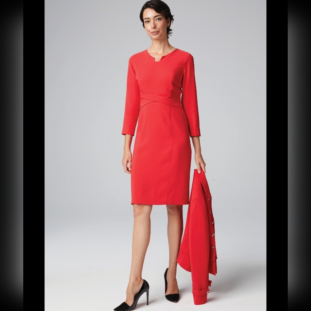NWT CARLISLE | $395 Criss-Cross Front Sheath Dress - Picture 2 of 2